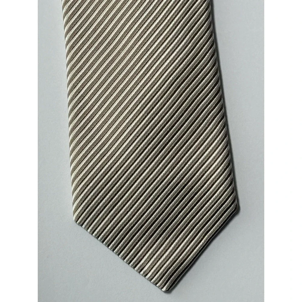 NWT ROBERT TALBOTT 100% Silk Tie Cream/Beige Striped - Made In USA - EUC‎